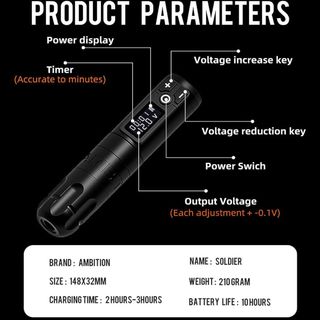Tattoo Kit | Ambition Soldier Wireless Tattoo Machine Kit 2 thumbnail 5