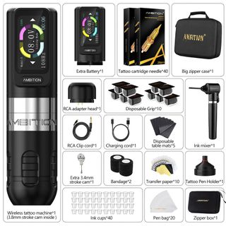 Tattoo Kit | Ambition Zetton Wireless Tattoo Machine Kit thumbnail 10