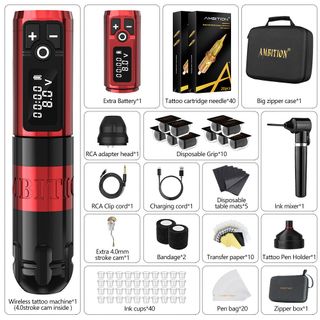 Tattoo Kit | Ambition Soldier Wireless Tattoo Machine Kit 3 thumbnail 18