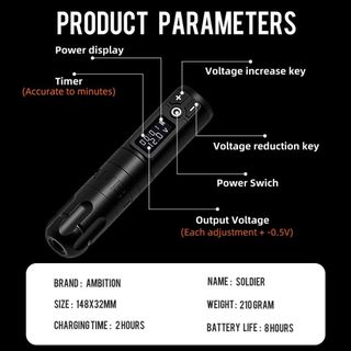 Tattoo Kit | Ambition Soldier Wireless Tattoo Machine Kit thumbnail 7