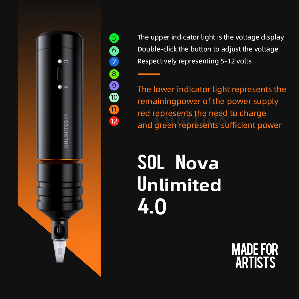 Ambition Sol Nova Unlimited Wireless Tattoo Machine Pen