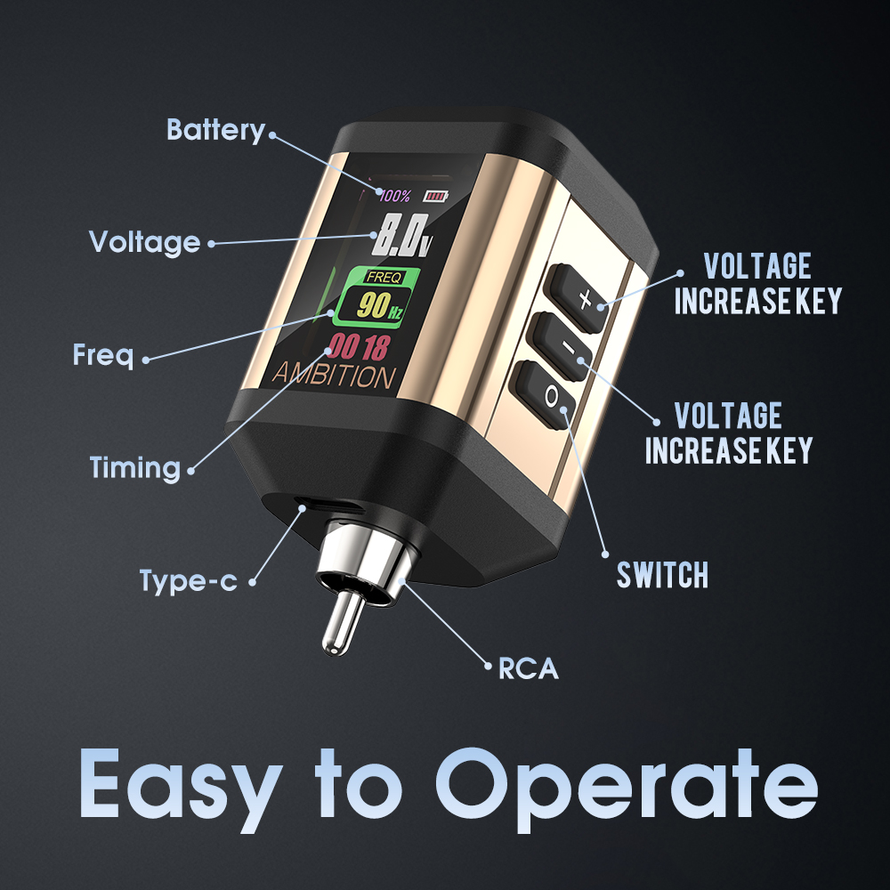 Ambition Korall Mini RCA Tattoo Power Supply