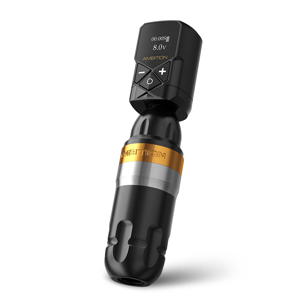 Ambition Shura Rotary Tattoo Machine with Kuark Wireless Tattoo Battery Kit