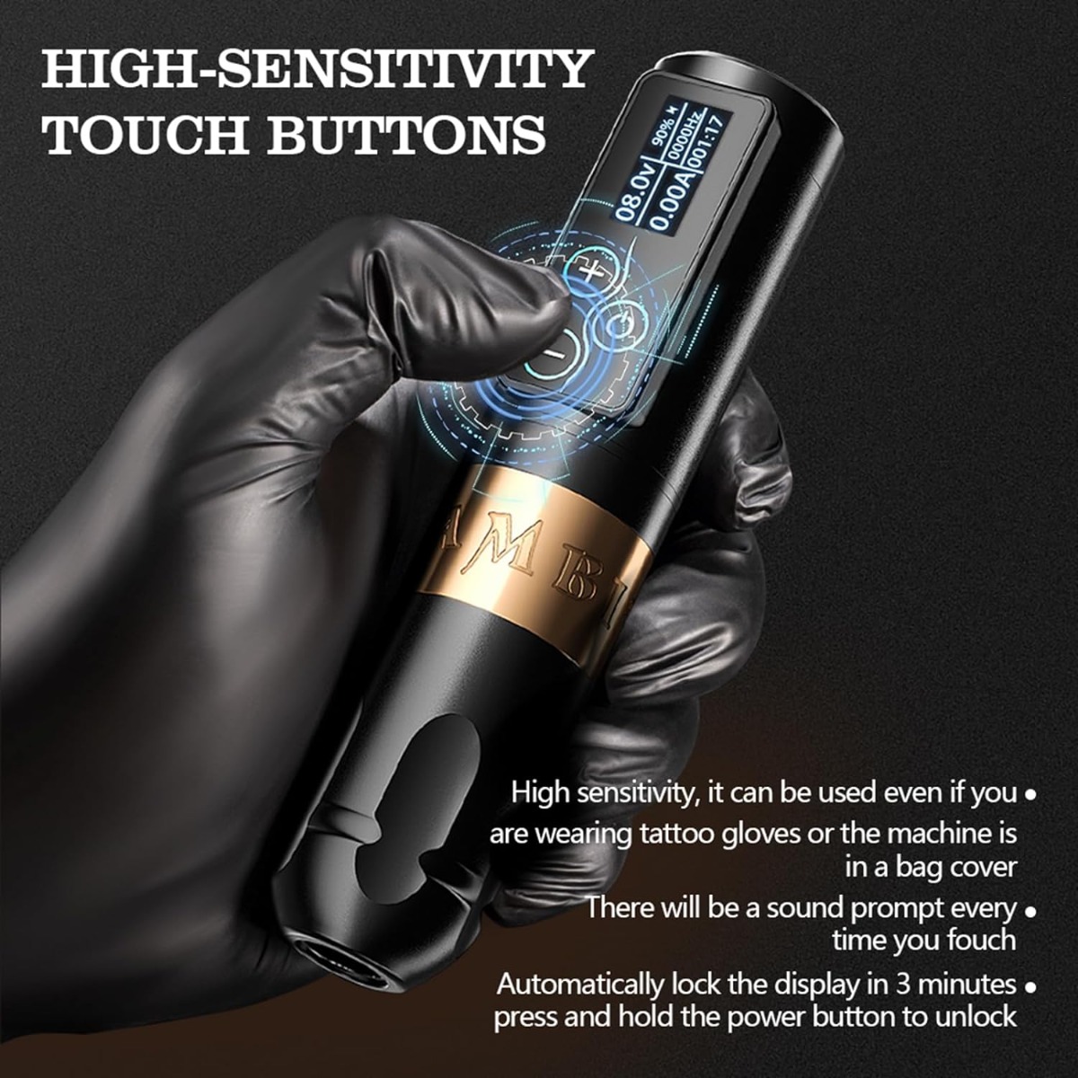 Ambition Vibe Wireless Tattoo Machine pen With Extra 3 Brushless Motors&Stroke Cams